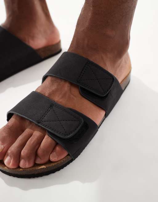Threadbare Faux suede two strap sandals in black, 4 of 4