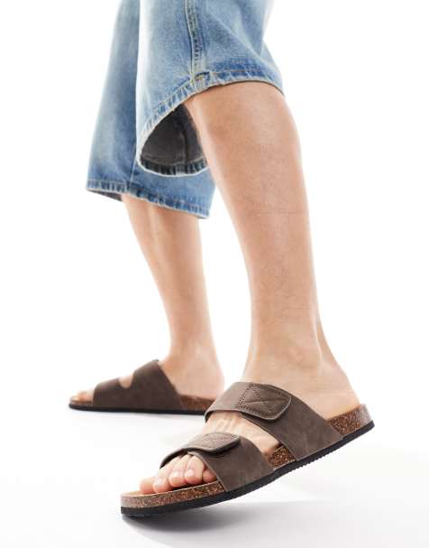 Threadbare Faux suede two strap sandals in chocolate - view 1