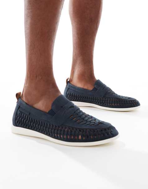 Threadbare Faux suede woven loafers in navy - view 1