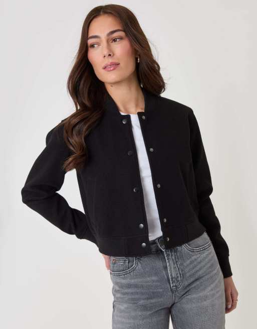 Threadbare Faux wool bomber jacket in black, 2 of 5