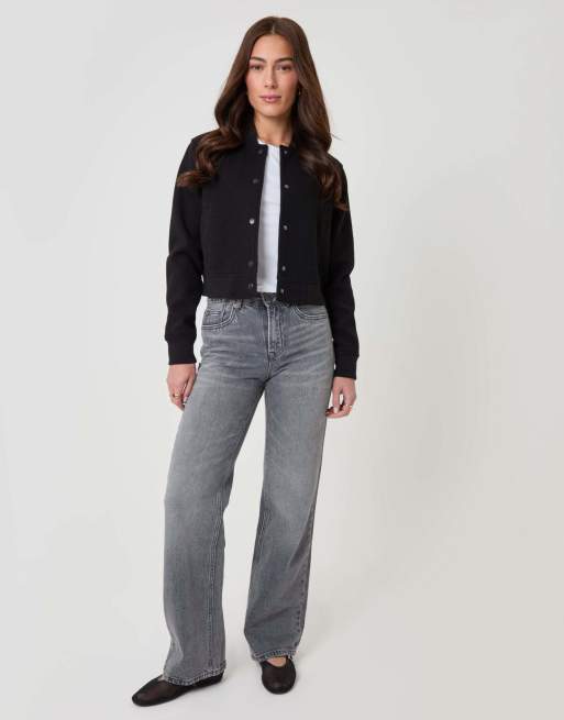 Threadbare Faux wool bomber jacket in black, 3 of 5