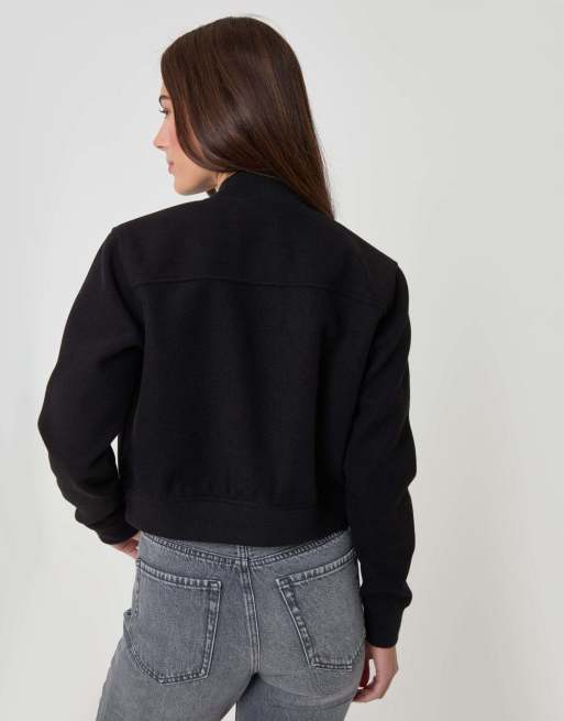 Threadbare Faux wool bomber jacket in black, 4 of 5
