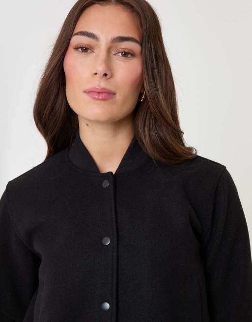 Threadbare Faux wool bomber jacket in black, 5 of 5