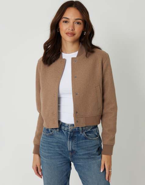 Threadbare Faux wool bomber jacket in dark brown - view 1