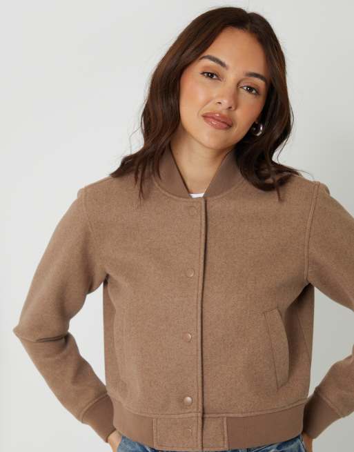 Threadbare Faux wool bomber jacket in dark brown, 3 of 4