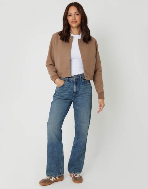 Threadbare Faux wool bomber jacket in dark brown, 4 of 4