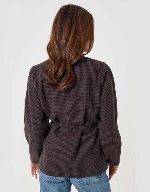 Threadbare Faux wool cocoon blazer in brown, 2 of 5