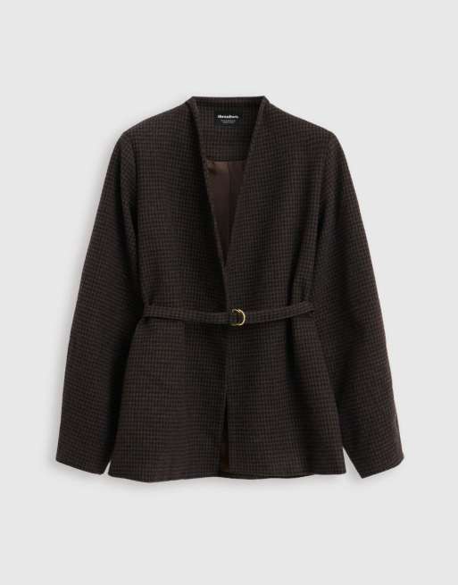 Threadbare Faux wool cocoon blazer in brown, 5 of 5
