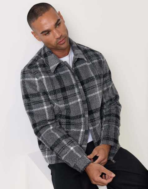 Threadbare Faux wool collared jacket in charcoal grey - view 1