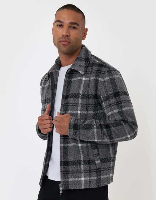 Threadbare Faux wool collared jacket in charcoal grey, 2 of 5