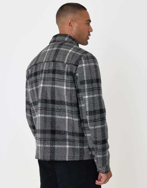 Threadbare Faux wool collared jacket in charcoal grey, 4 of 5
