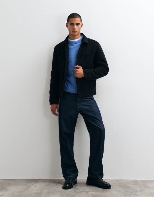 Threadbare Faux Wool Collared Jacket with Patch Pockets in Black, 2 of 5