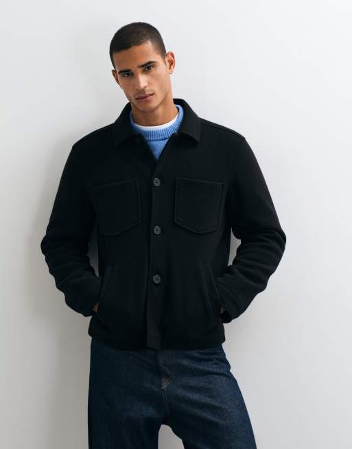 Threadbare Faux Wool Collared Jacket with Patch Pockets in Black, 3 of 5