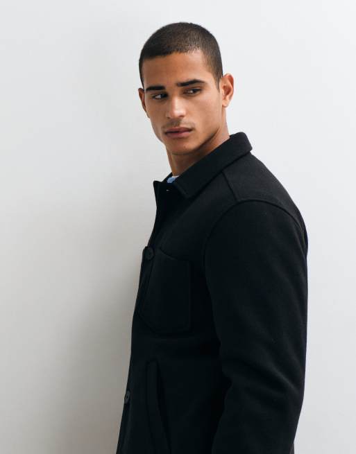 Threadbare Faux Wool Collared Jacket with Patch Pockets in Black, 4 of 5