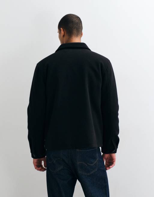 Threadbare Faux Wool Collared Jacket with Patch Pockets in Black, 5 of 5