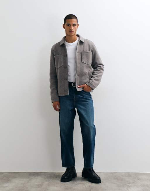 Threadbare Faux Wool Collared Jacket with Patch Pockets in Taupe, 2 of 5