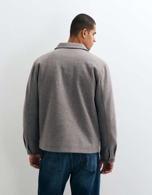 Threadbare Faux Wool Collared Jacket with Patch Pockets in Taupe, 5 of 5