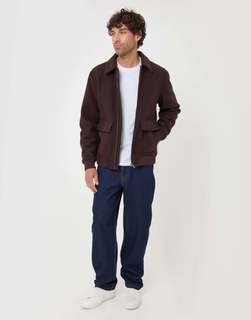 Threadbare Faux wool collared lightweight jacket in chocolate brown, 2 of 4