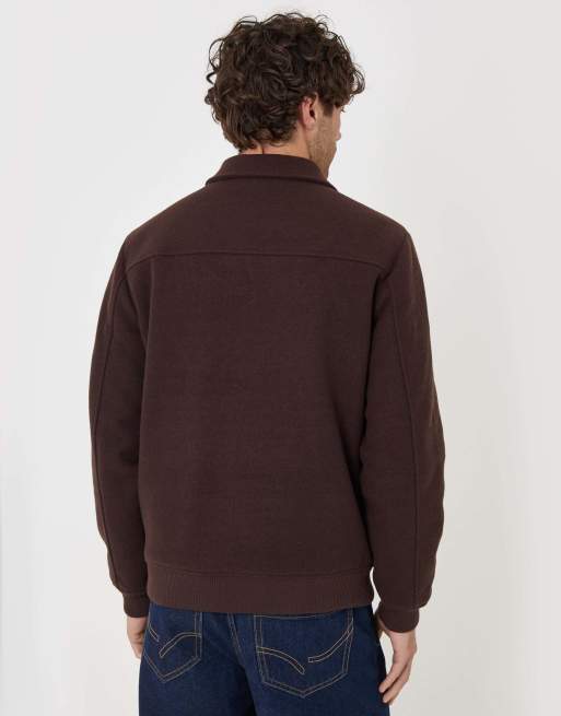 Threadbare Faux wool collared lightweight jacket in chocolate brown, 3 of 4