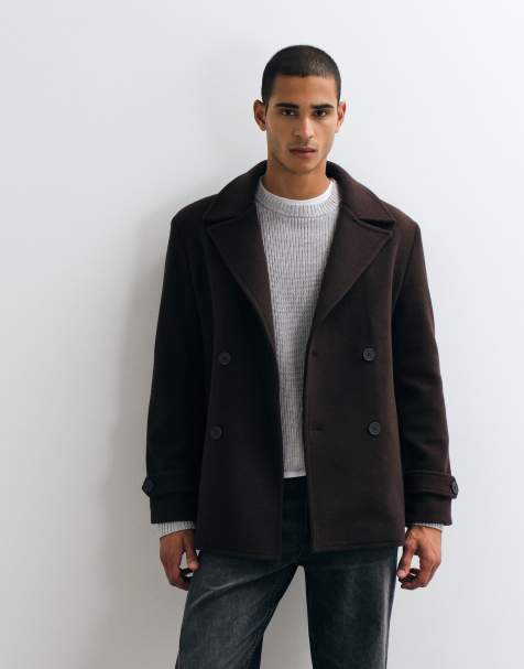 Threadbare faux wool double breasted jacket in chocolate brown - view 1