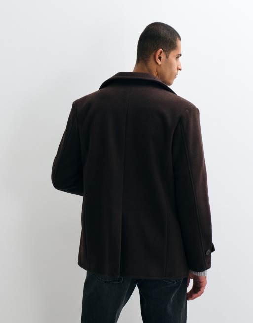 Threadbare faux wool double breasted jacket in chocolate brown, 4 of 5