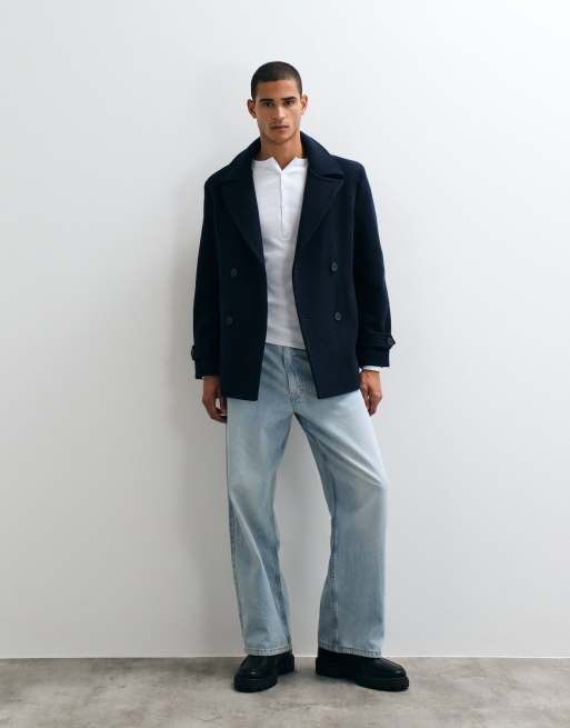 Threadbare faux wool double breasted jacket in navy, 2 of 5