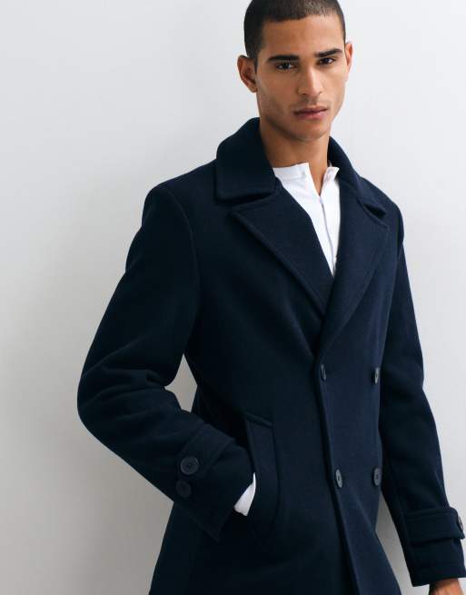 Threadbare faux wool double breasted jacket in navy, 3 of 5