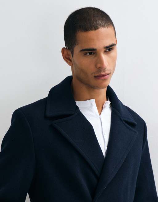 Threadbare faux wool double breasted jacket in navy, 5 of 5