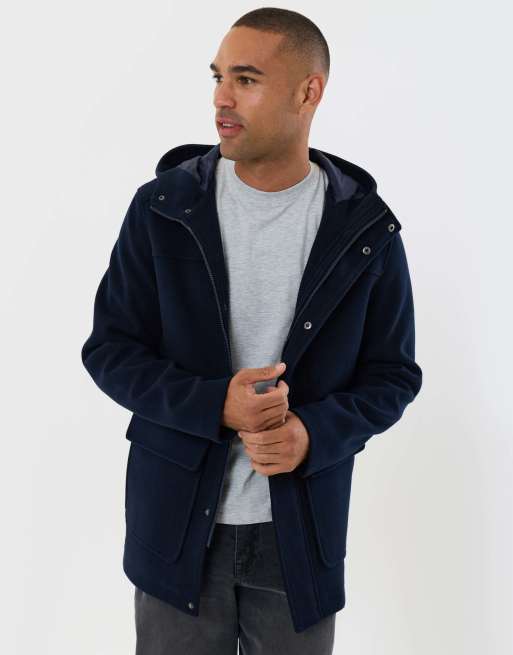 Threadbare Faux wool hooded jacket in navy, 2 of 5