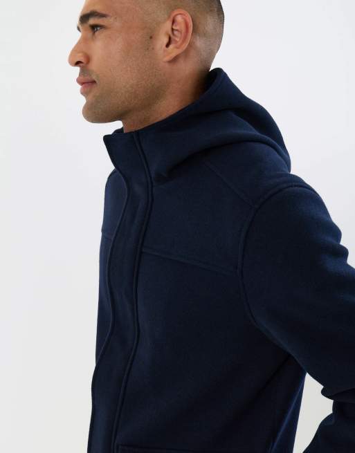 Threadbare Faux wool hooded jacket in navy, 5 of 5