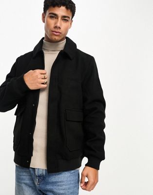 Threadbare faux wool jacket in black