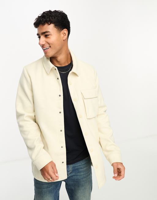 Cream wool cheap jacket