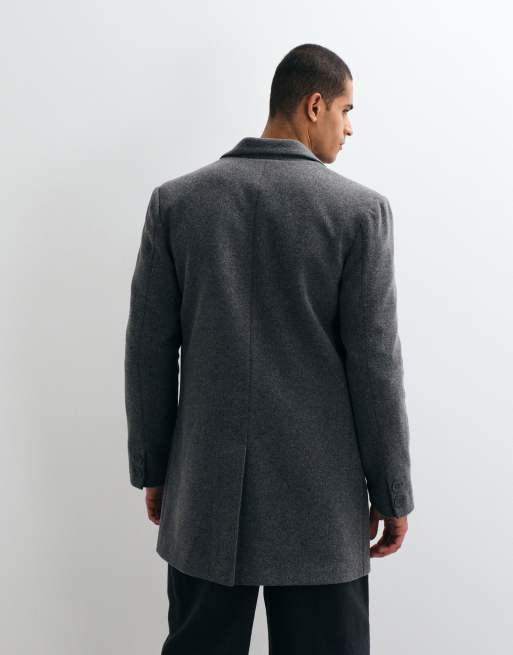 Threadbare faux wool mid length coat in charcoal, 2 of 5