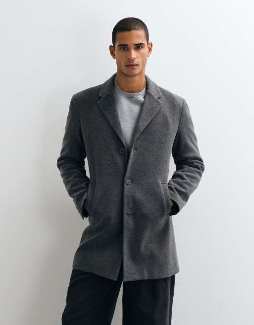 Threadbare faux wool mid length coat in charcoal, 4 of 5