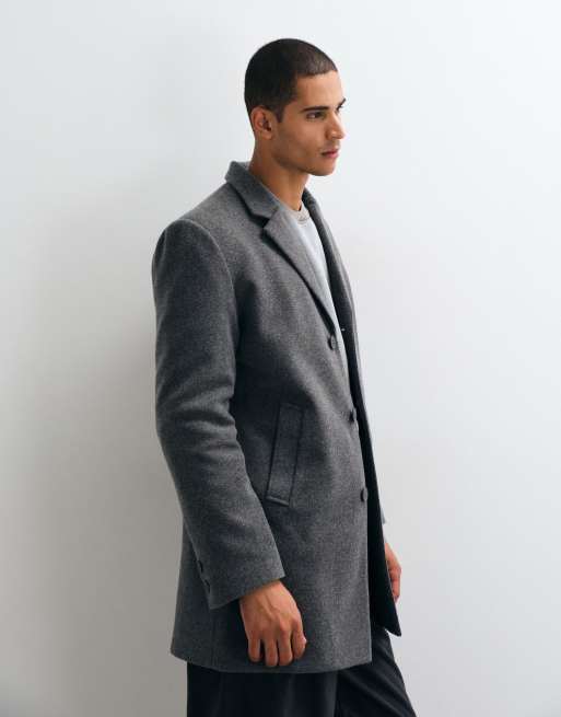 Threadbare faux wool mid length coat in charcoal, 5 of 5