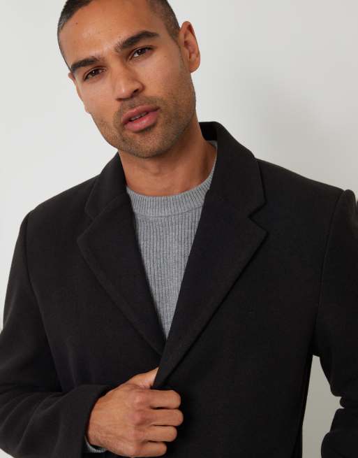 Threadbare Faux wool overcoat in black, 3 of 4