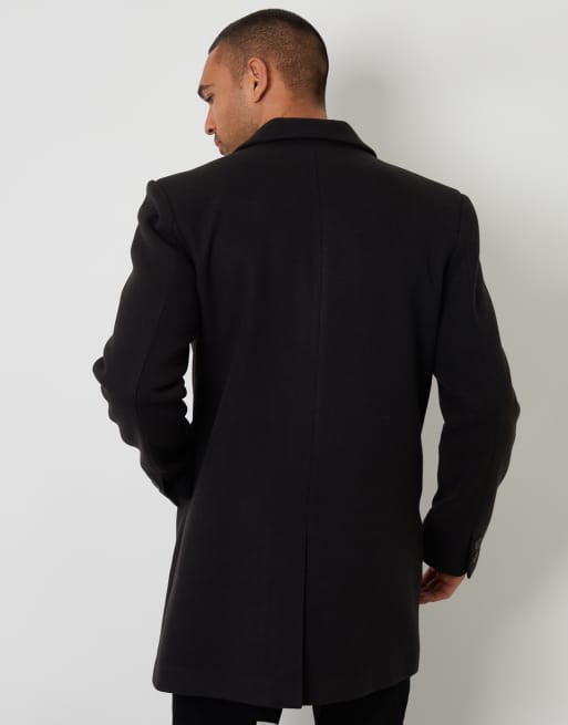 Threadbare Faux wool overcoat in black, 4 of 4