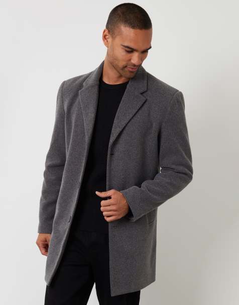 Threadbare Faux wool overcoat in charcoal - view 1