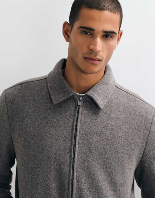 Threadbare faux wool zip through jacket in taupe, 3 of 5