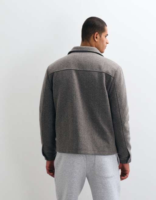 Threadbare faux wool zip through jacket in taupe, 4 of 5