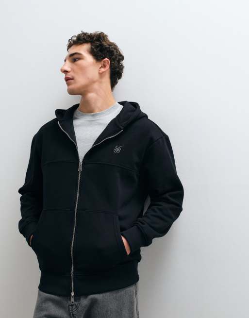 Threadbare felpa con cappuccio con zip e vestibilità comoda nera, 5 di 10