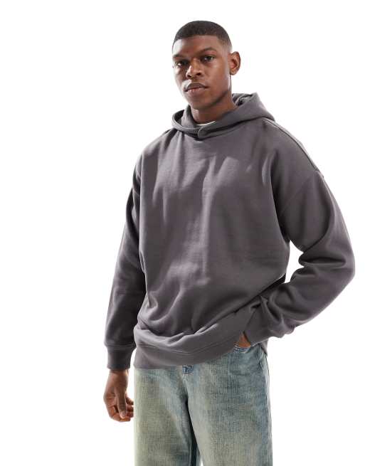 Threadbare - Felpa oversize color antracite con cappuccio