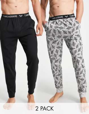 Threadbare fern lounge bottoms in grey and black - ASOS Price Checker
