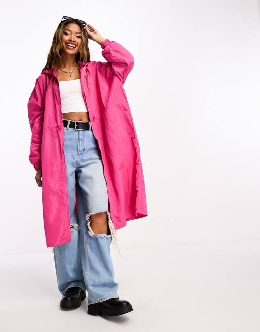 Threadbare - Festival - Lang 2-i-1-regnfrakke/skuldertaske i pink