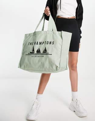 Threadbare Fitness canvas tote bag in sage