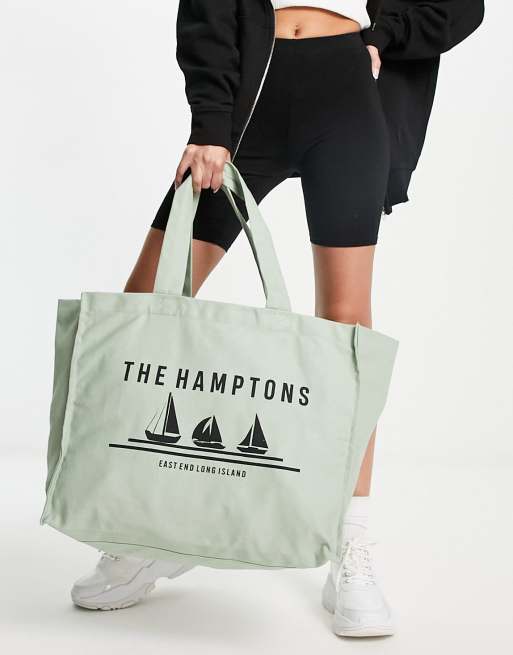 ASOS Weekend Collective canvas tote bag in sage