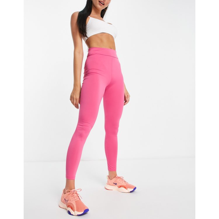 Women's Activewear Pink Nylon High Waisted Gym Leggings