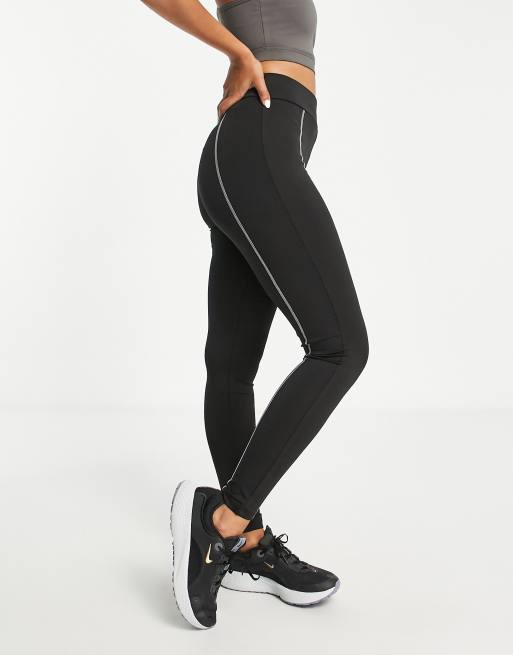 Threadbare Fitness gym leggings with contrast stitching in black