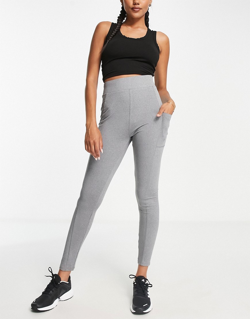 Fitness gym leggings with pocket detail in gray heather