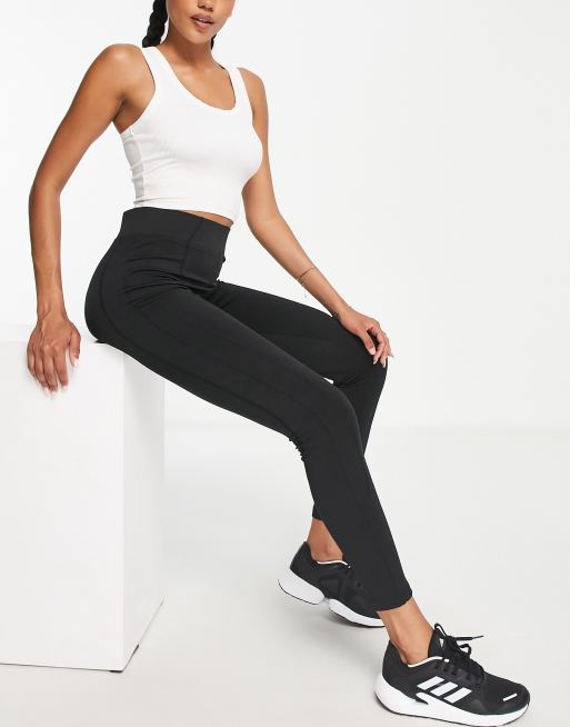 Threadbare Fitness Maternity gym leggings with contrast stitching in black